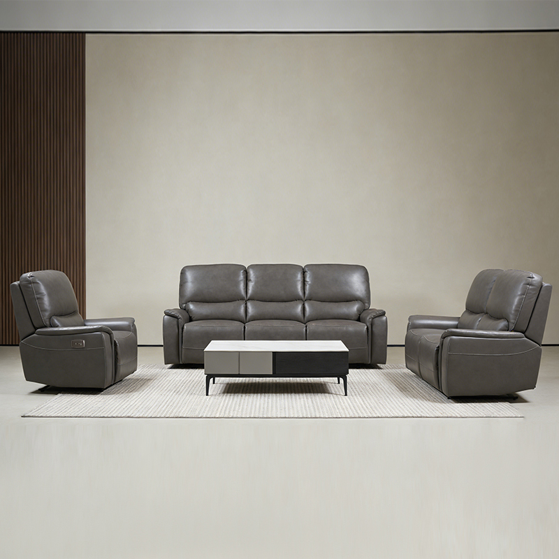 Modulært design power recliner sofasett i kunstskinn