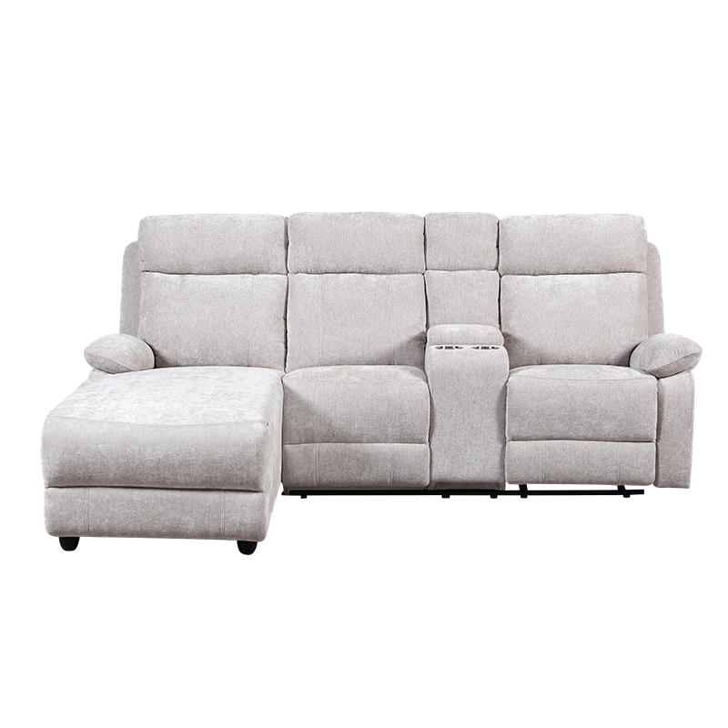 Chenille sjeselong sofa med ottoman