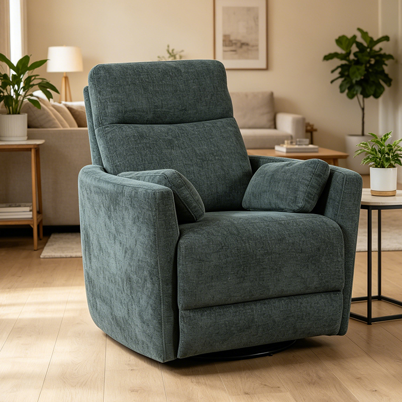 Moderne Chenille Swivel Glider Recliner med puter
