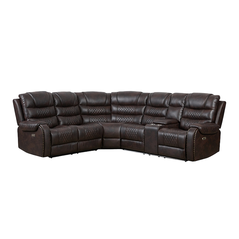 6-stk Faux Leather Power Reclining Sectional sofaer for stuen