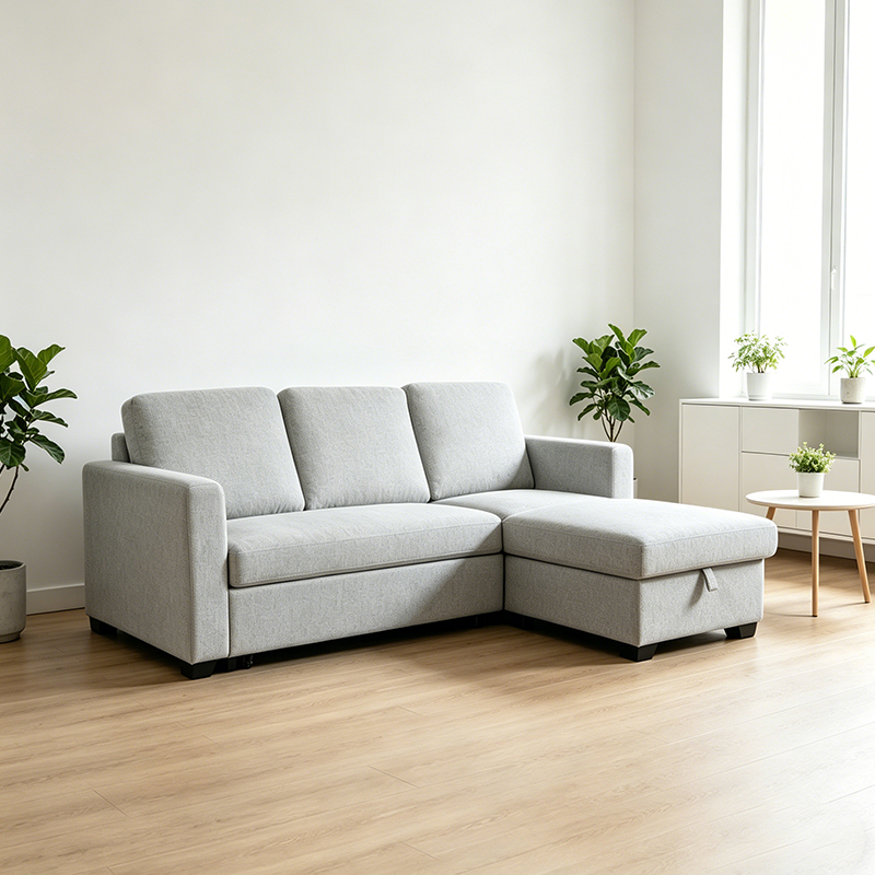 Vendbar seksjons sovesofa med oppbevaringsseng